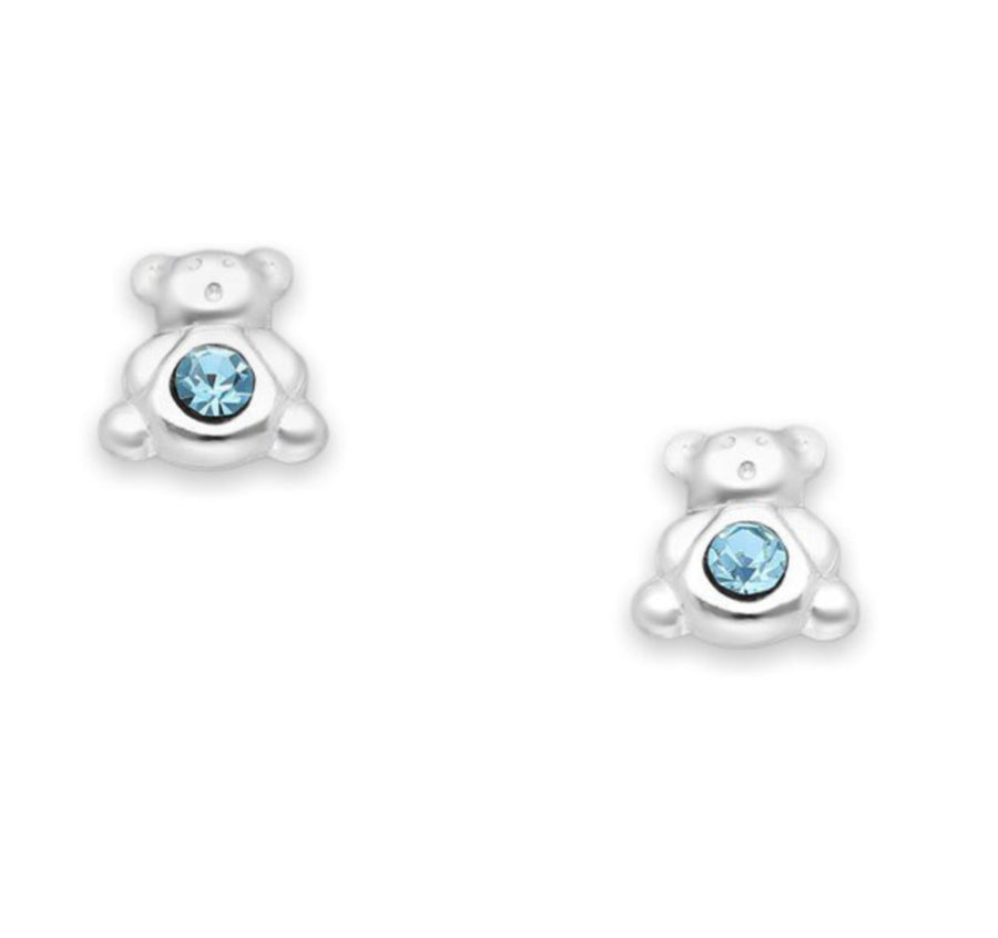 Baby Blue Teddy-Bear Stud Earrings