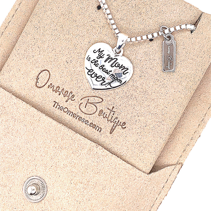 "My mum is the best mum ever!" Love Heart Pendant and Necklace.