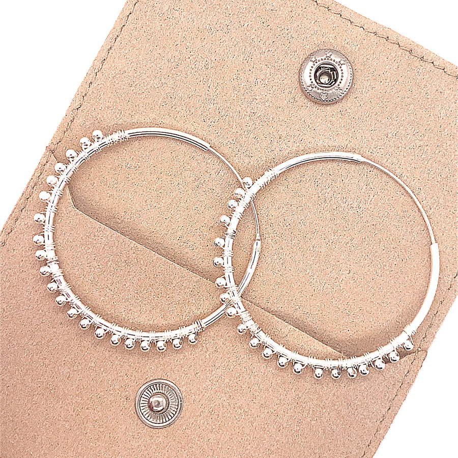 925 Sterling Silver Ball Hoop Earrings