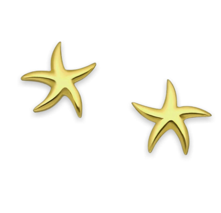 18k Gold Plated 925 Sterling Silver Star Fish Earrings