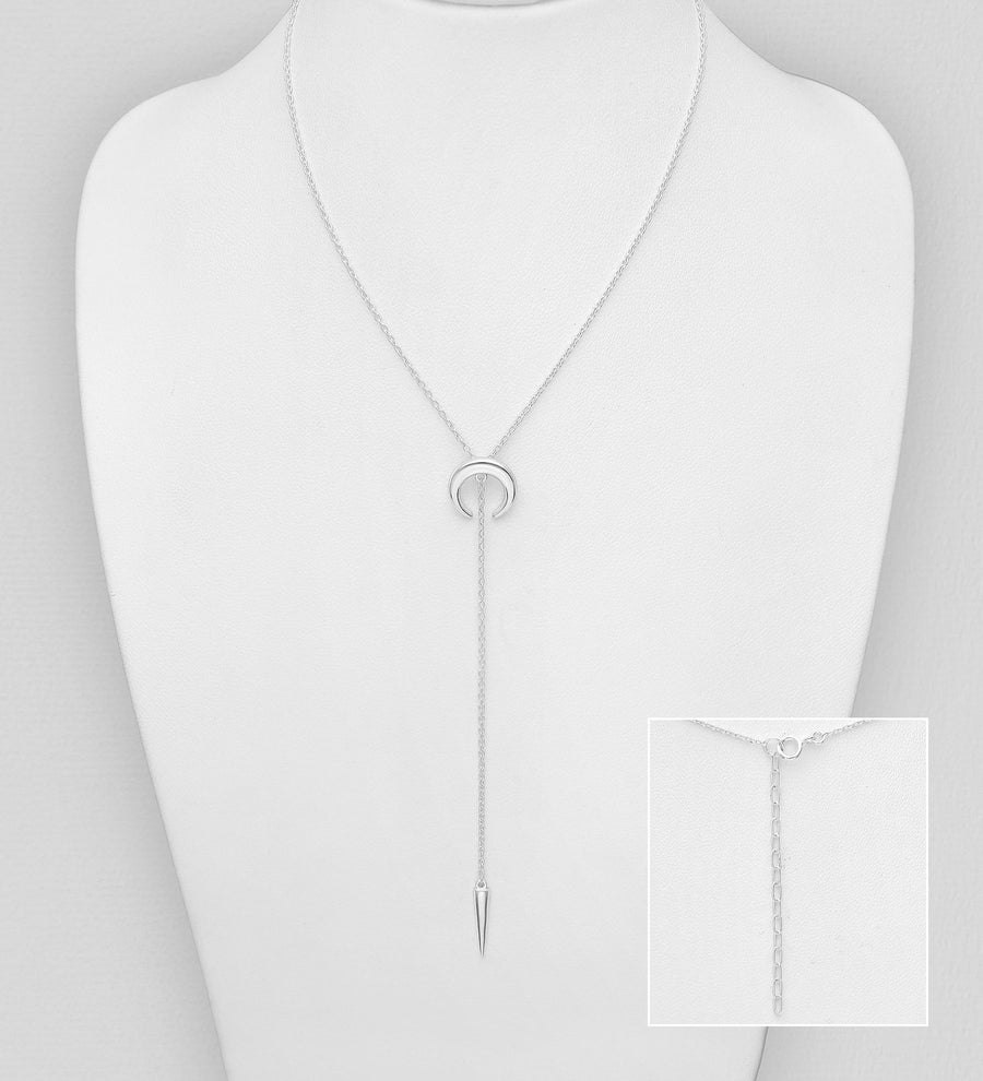 925 Sterling Silver Horn Drop Necklace.