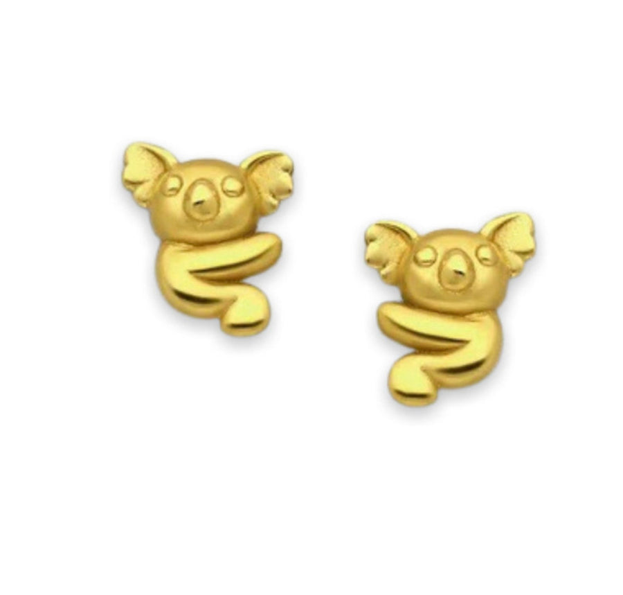 18k Gold Overlay Koala Earrings