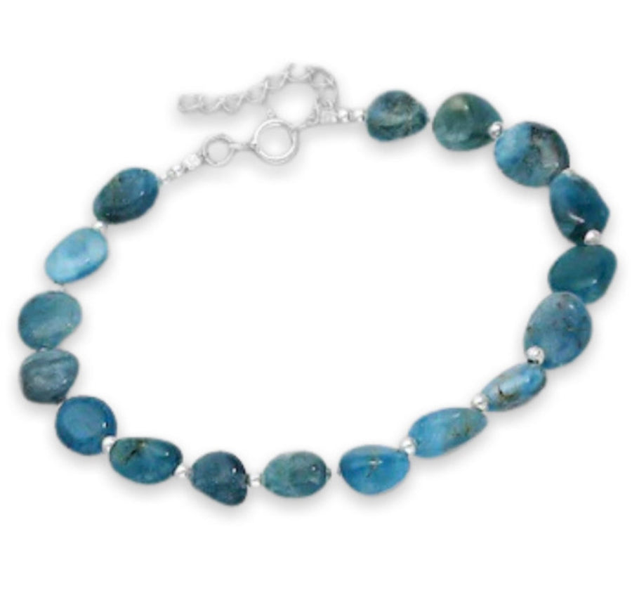 Healing Bracelet, Beaded with the most flawless oceanic Deep Blue Apatite.