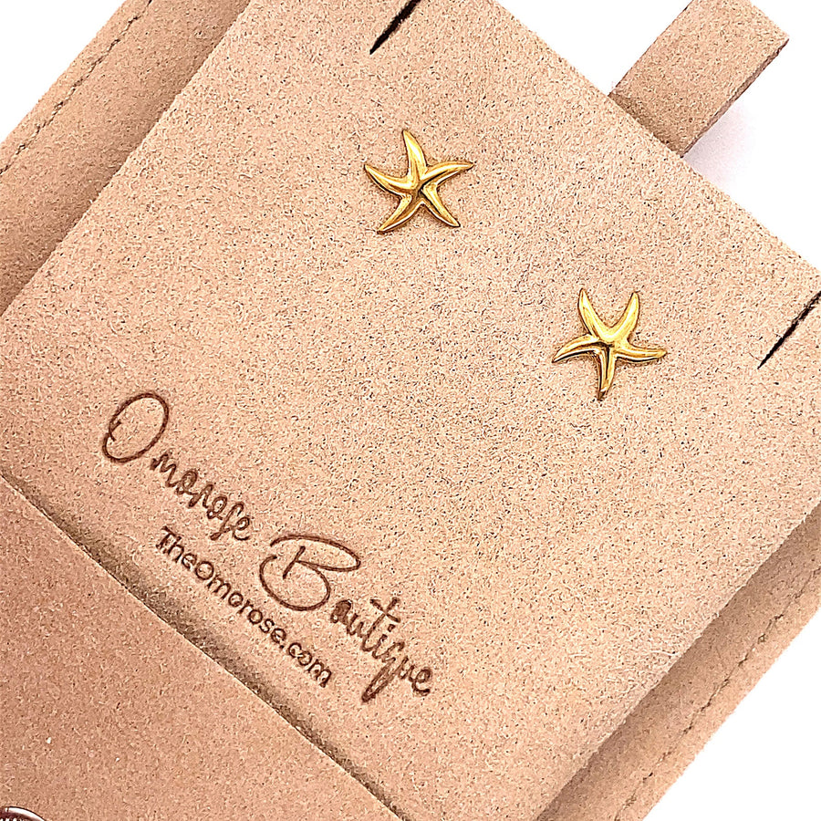 18k Gold Plated 925 Sterling Silver Star Fish Earrings