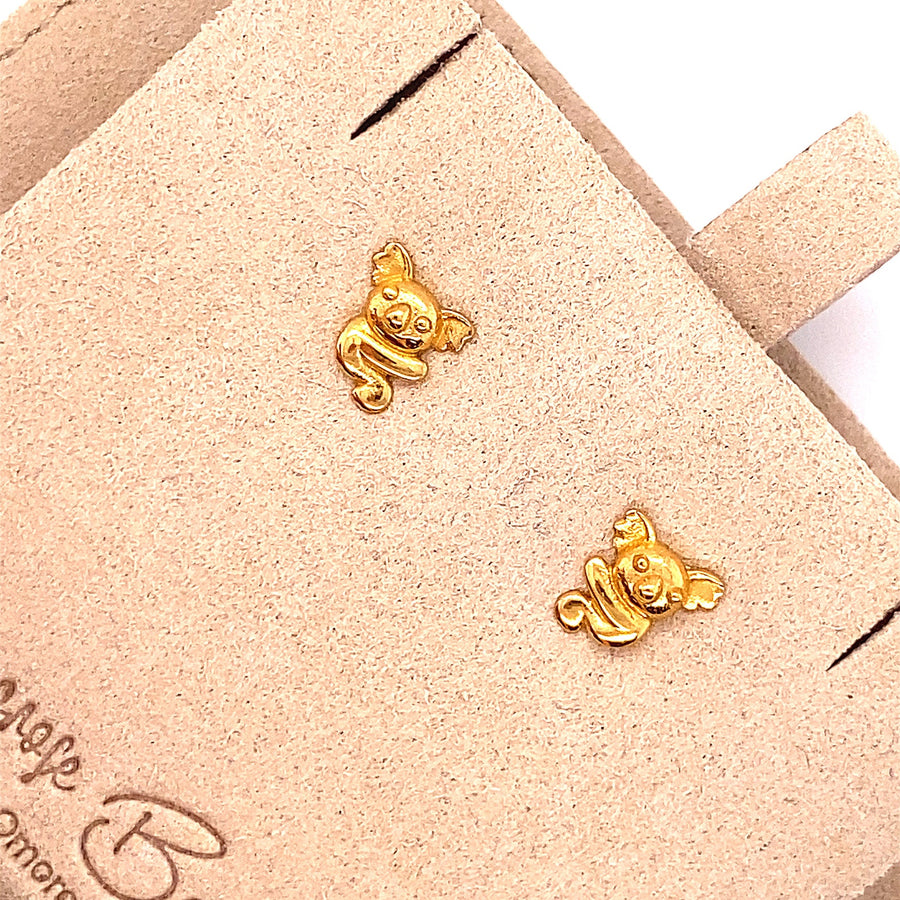 18k Gold Overlay Koala Earrings