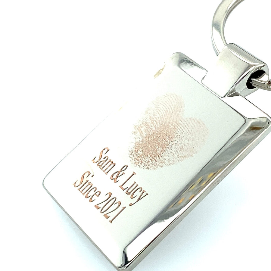 Custom Finger Print Love Heart Keyring