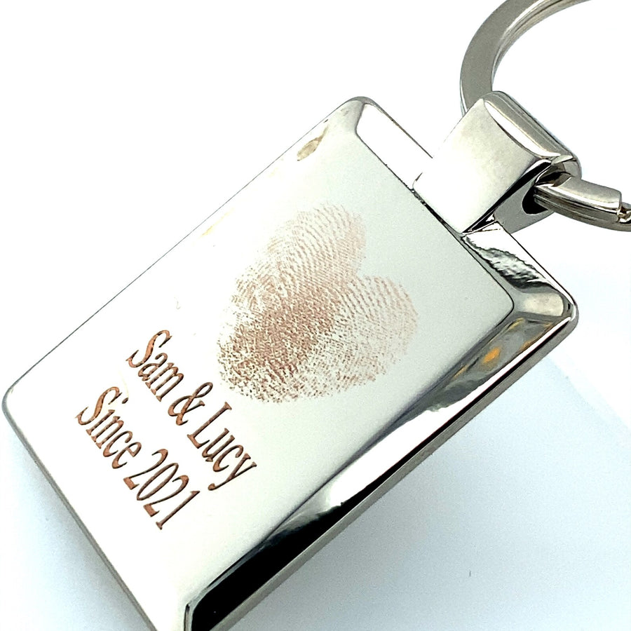 Custom Finger Print Love Heart Keyring