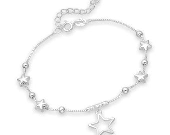 Star Bracelet with silver balls, Made in Italy.