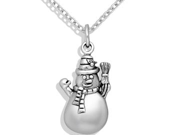 925 Sterling silver snowman necklace pendant