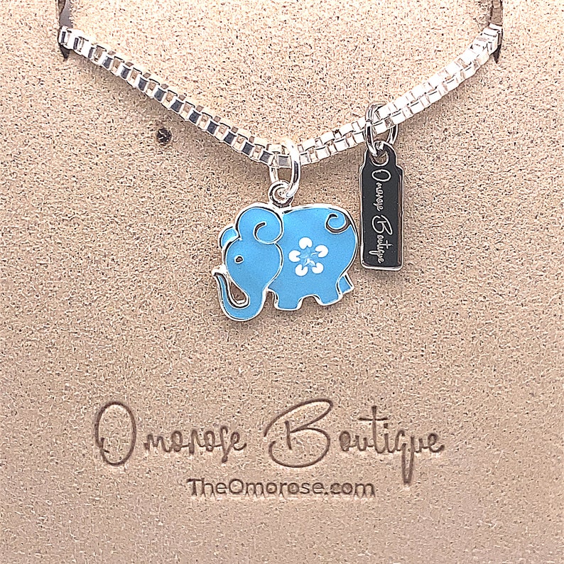 925 Sterling Silver Elephant and Flower Pendant Decorated With Colored Enamel