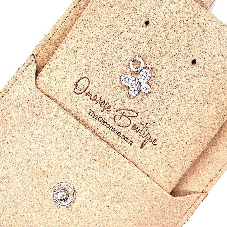 925 Sterling Silver Butterfly Locker Charm, Decorated with CZ Diamonds