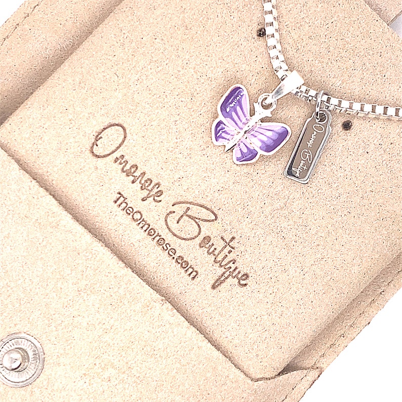 Purple Butterfly Pendant Decorated With Colored Enamel