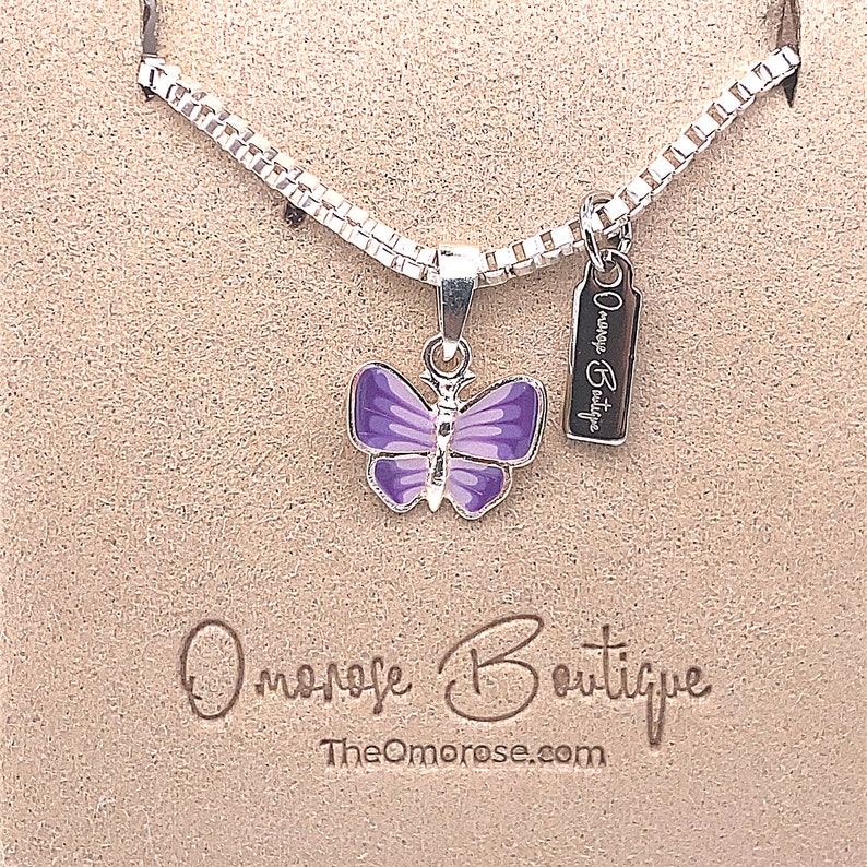 Purple Butterfly Pendant Decorated With Colored Enamel