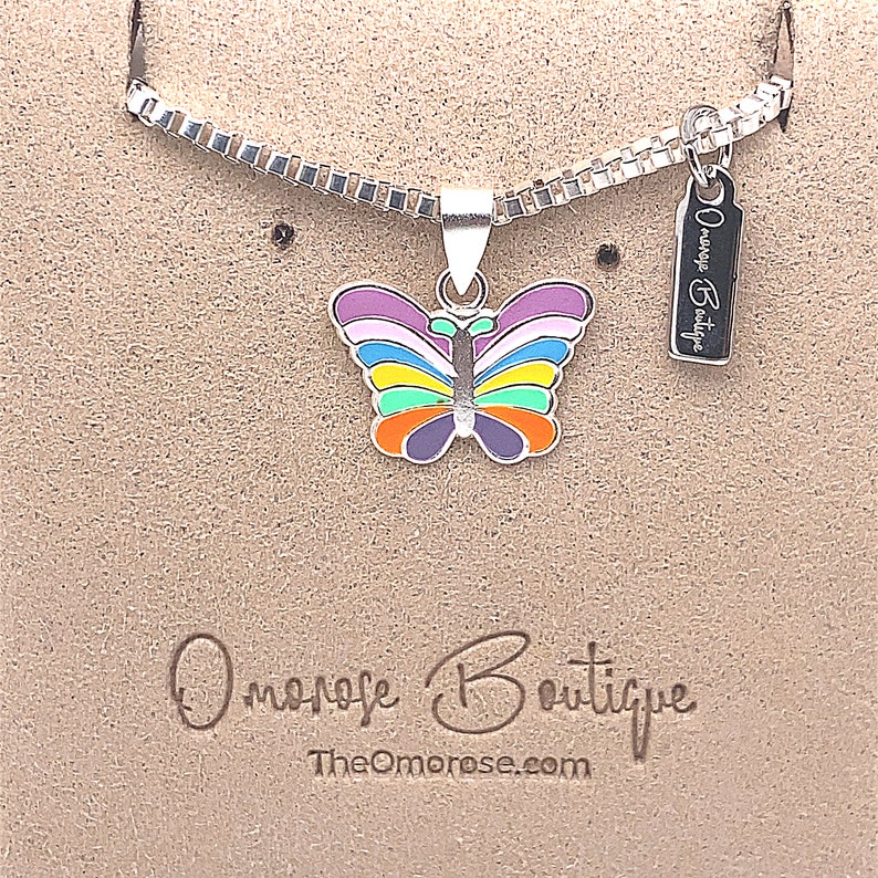 Rainbow Butterfly Necklace