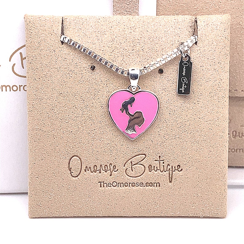 Mother & Child Pink Heart Necklace