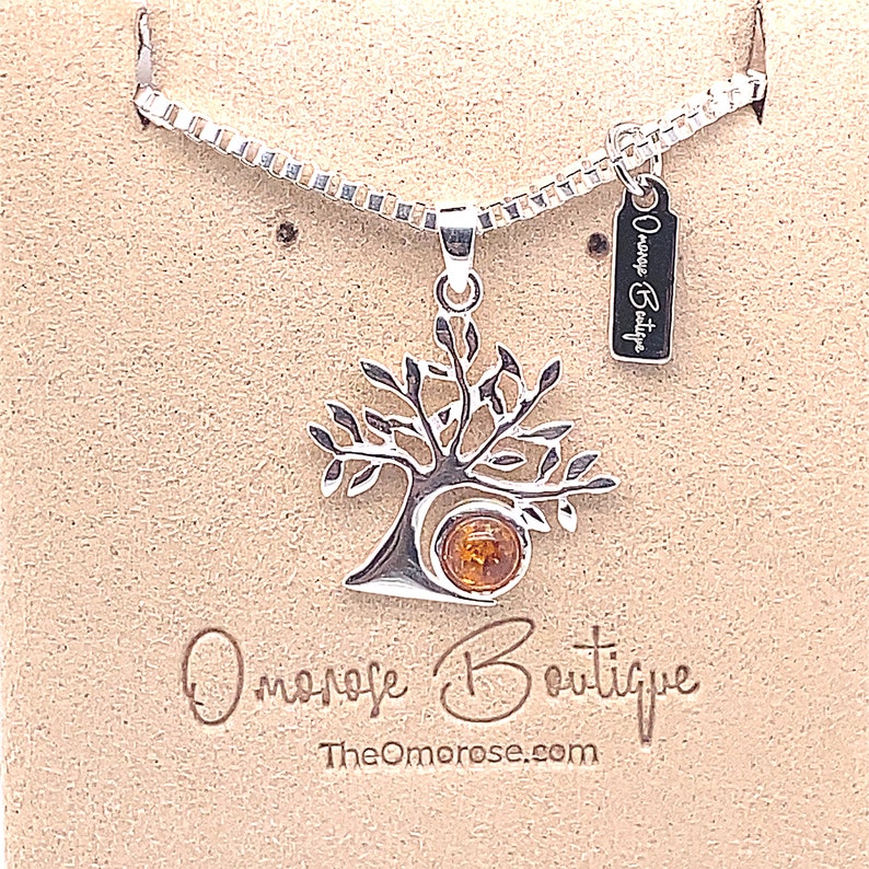 Tree of Life Necklace and Pendant, Decorated with Baltic Amber