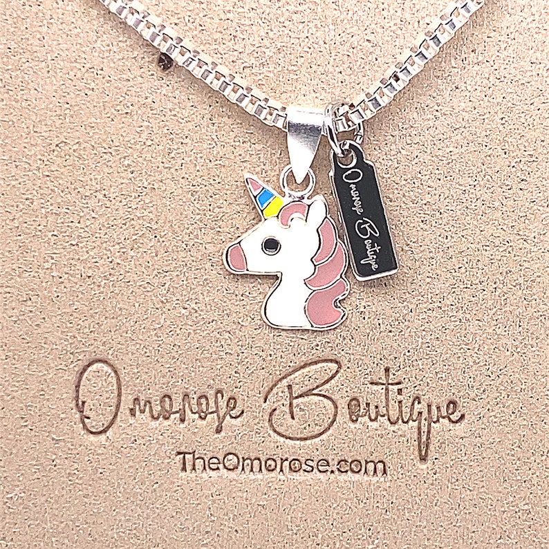 Unicorn Pendant Decorated with Colored Enamel - Rainbow