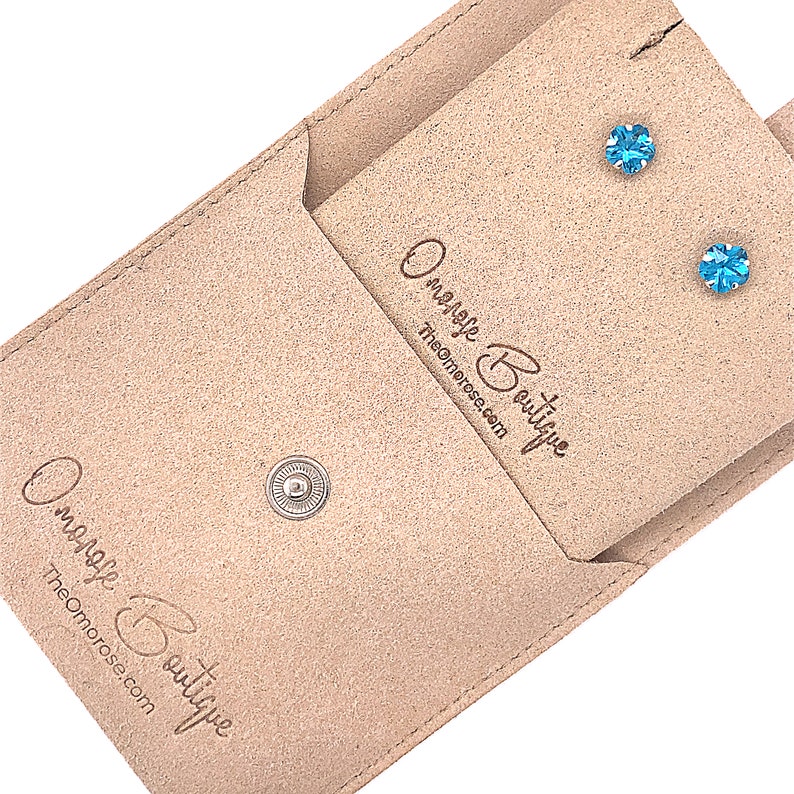 Deep Sky Blue Dainty 925 Sterling Silver Flower Stud Push-back Earrings