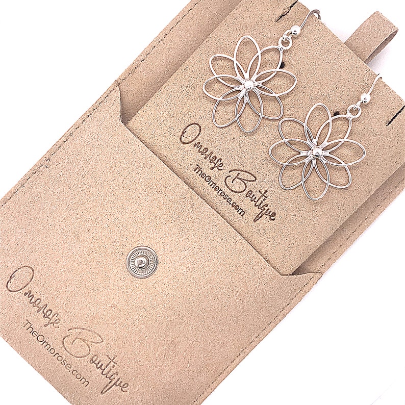 925 Sterling Silver Flower Wire Hook Earrings