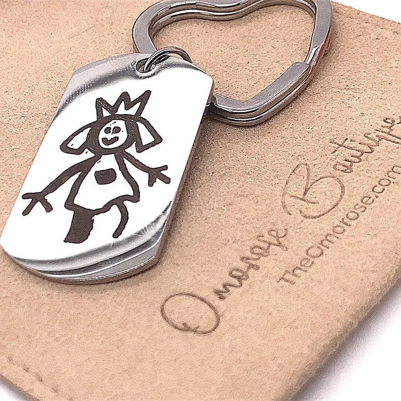 Custom Children's Drawing Key Ring