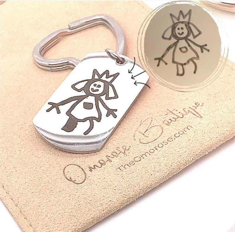 Custom Children's Drawing Key Ring