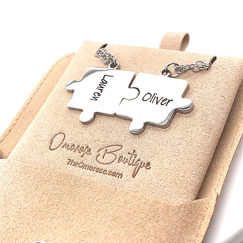 Engraved Puzzle Necklace Set