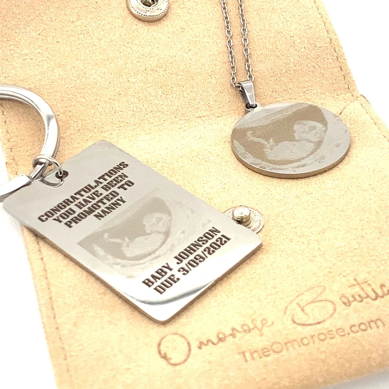 Personalised Baby Ultrasound Engraved Necklace