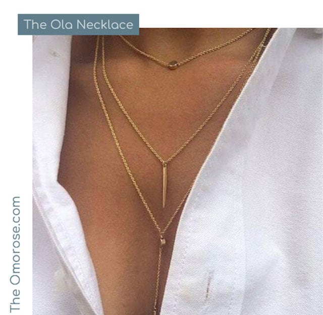 Omorose Boho Style Dangle Layered Necklace in Gold or Silver mothers day