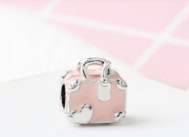 Love Travels Pink Luggage Charm