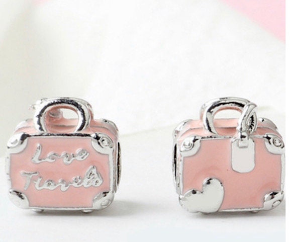 Love Travels Pink Luggage Charm