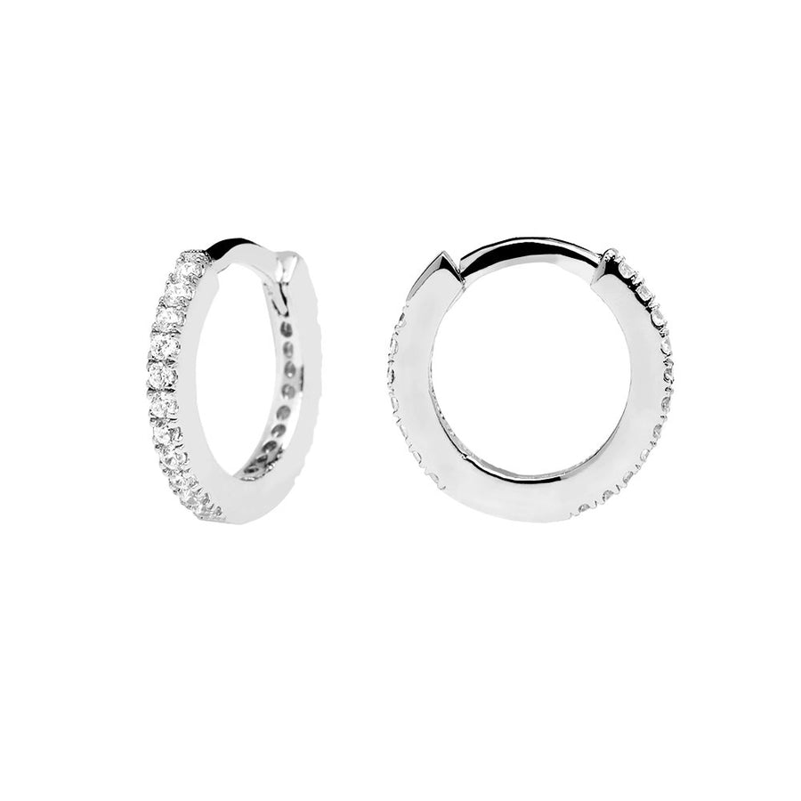 Sterling Silver Mini Hoop Earrings, Loop Earrings, Elegant Sparkle Earring, Beautiful S925 Small Earring, Crystal Earring, Essentials