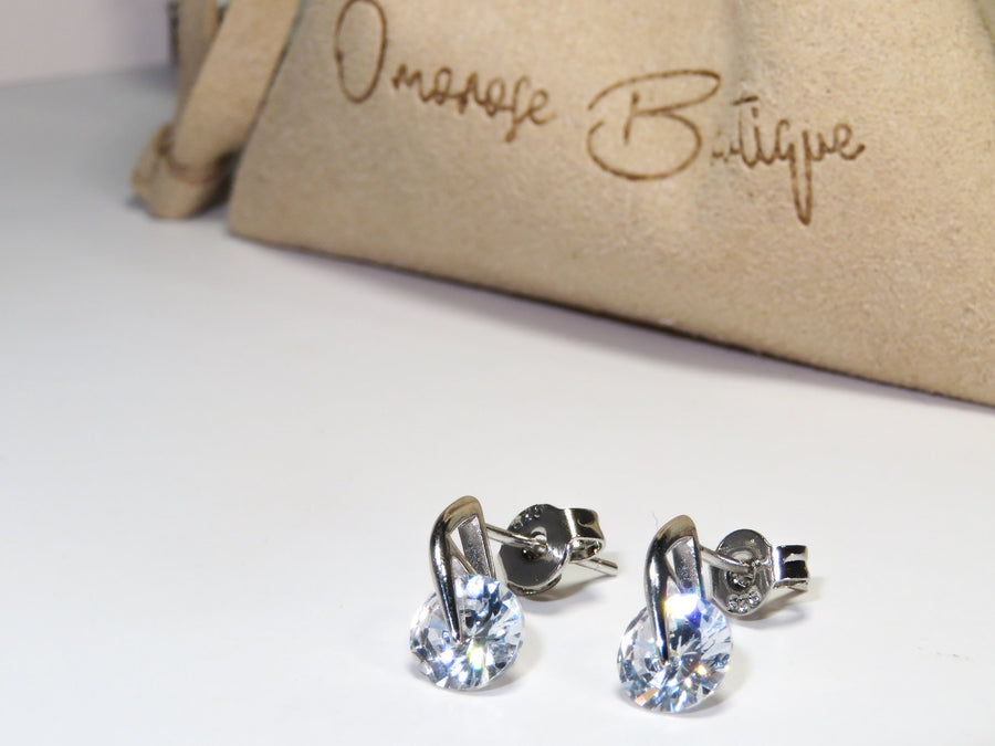 S925 Dangle Diamond Stud Earring, Silver Sparkle Crystal Earring, Elegant, Classy, Flashy Earring with Sparkles mothers day