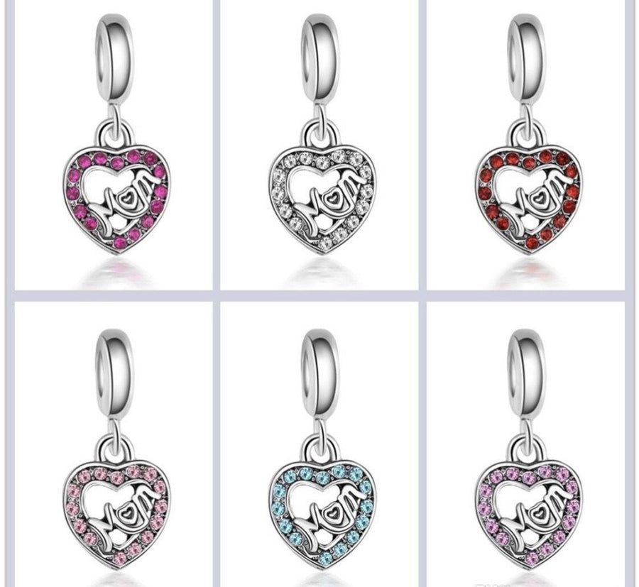 Mum heart charm - Multiple Colors