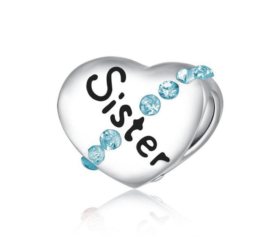 Silver pink or blue beautiful sister Charm, family christmas, birthday, easter gift mothers day