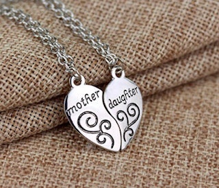 Mother and Daughter Heart Necklaces