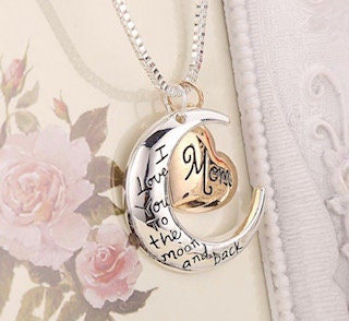 Mum I love you to the moon and back necklace, mom necklace, gift for mum, mothers day necklace, cute mothers day gift for your mum, love