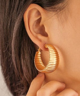 Pretty Textured Gold PlatedHoop Earrings