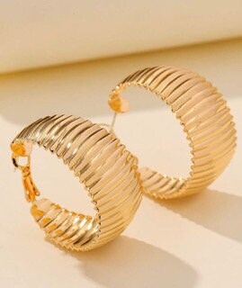 Pretty Textured Gold PlatedHoop Earrings