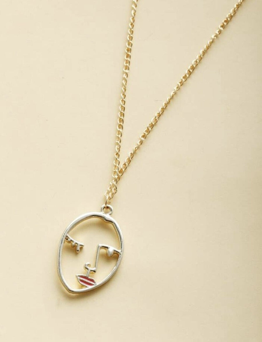 Human Face Charm Necklace