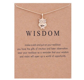 Wisdom Owl Necklace and Gift Card, Animal necklace, friendship gift necklace, birthday gift, unique necklace, owl jewelry, owl accessories