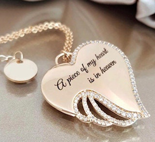 Gold Plated "A piece of my heart is in heaven" Necklace