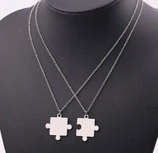 Engraved Puzzle Necklace Set