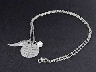 Silver Plated "A piece of my heart lives in heaven" Necklace