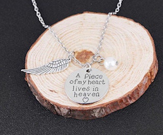 Silver Plated "A piece of my heart lives in heaven" Necklace