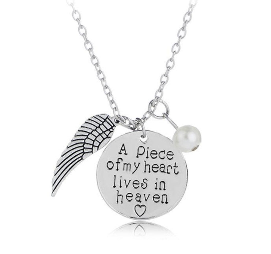 Silver Plated "A piece of my heart lives in heaven" Necklace