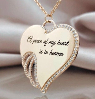 Gold Plated "A piece of my heart is in heaven" Necklace