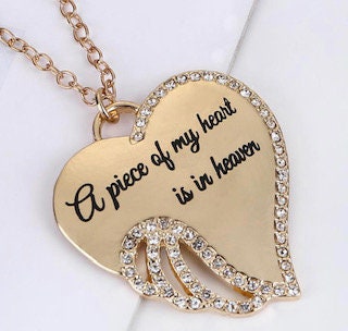 Gold Plated "A piece of my heart is in heaven" Necklace