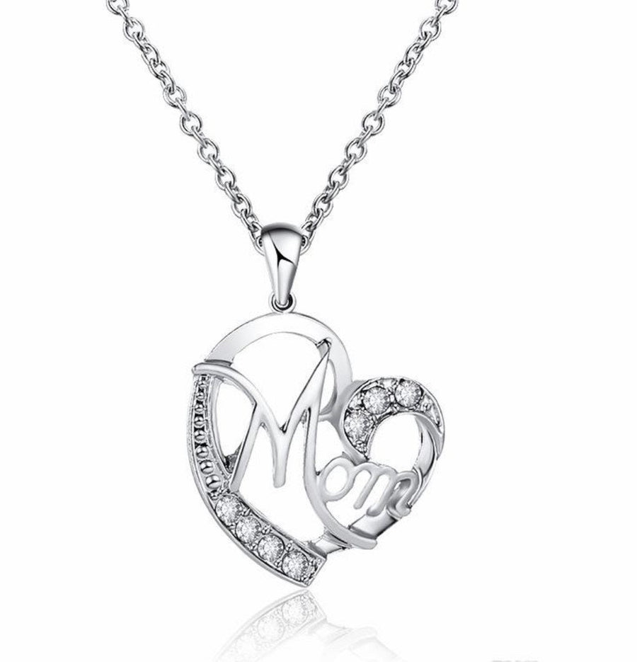 Silver Plated Mom Necklace