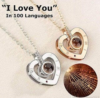 Say I love you in 100 languages Projection Necklace