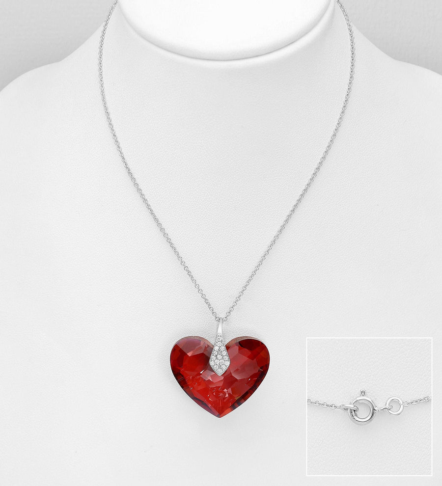 Elizabeth Heart Necklace Decorated with CZ  Diamonds and Fine Austrian Crystal